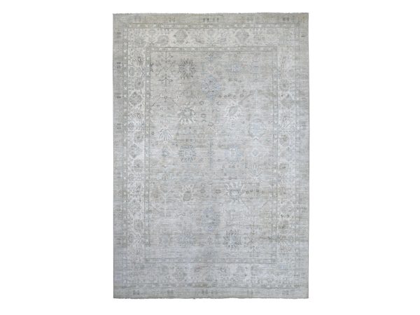9'10"x14' Pastel Gray, Peshawar with Ziegler Mahal Design, Hand Knotted, High Mountain Wool, Denser Weave, Oriental Rug HR22859