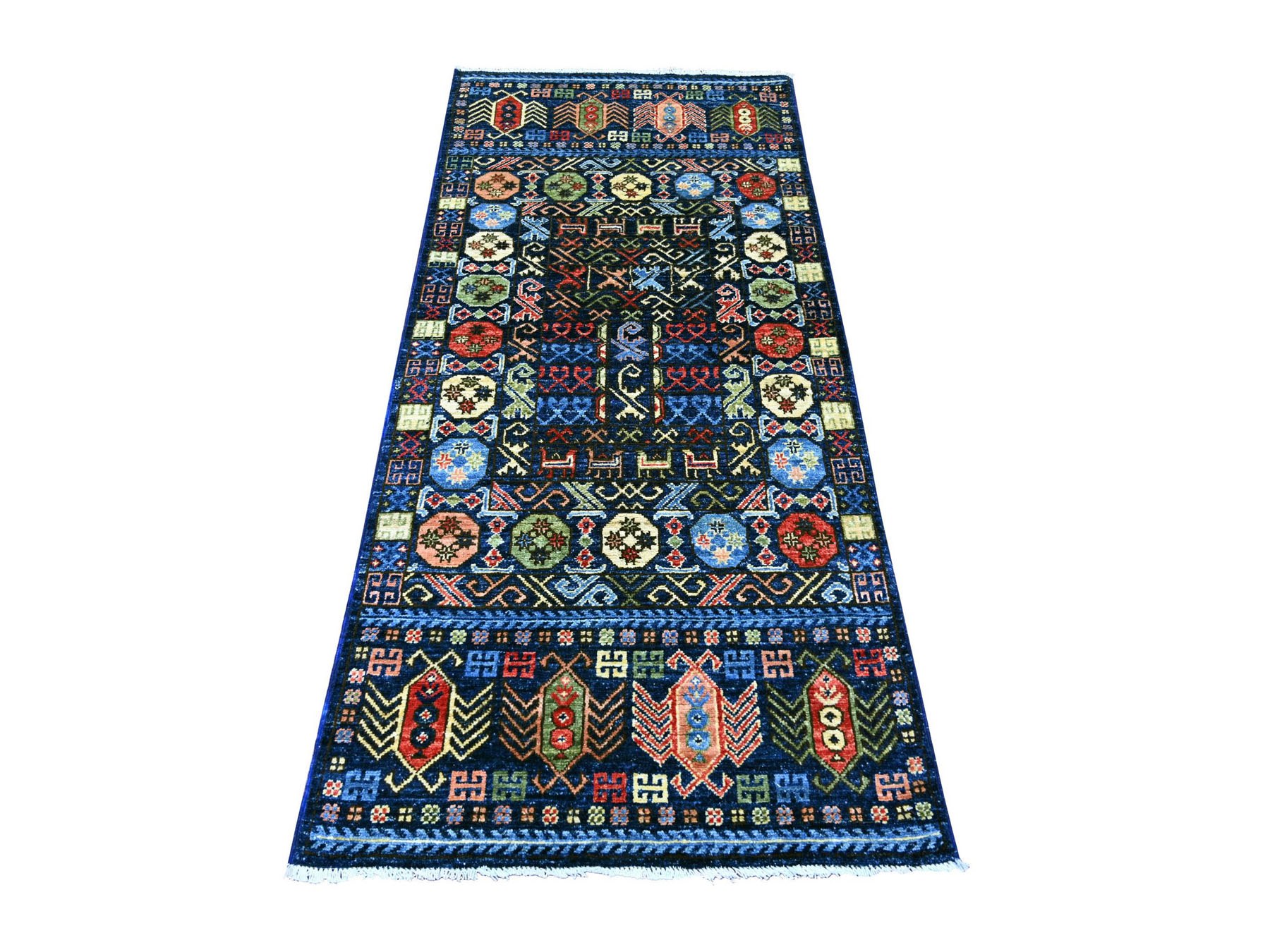 2'10"x6' Yale Blue, Hand Knotted, Afghan Ersari with Hutchlu Design, Reimagined, Vegetable Dyes, Denser Weave, Soft Wool, Runner, Oriental Rug HR22893