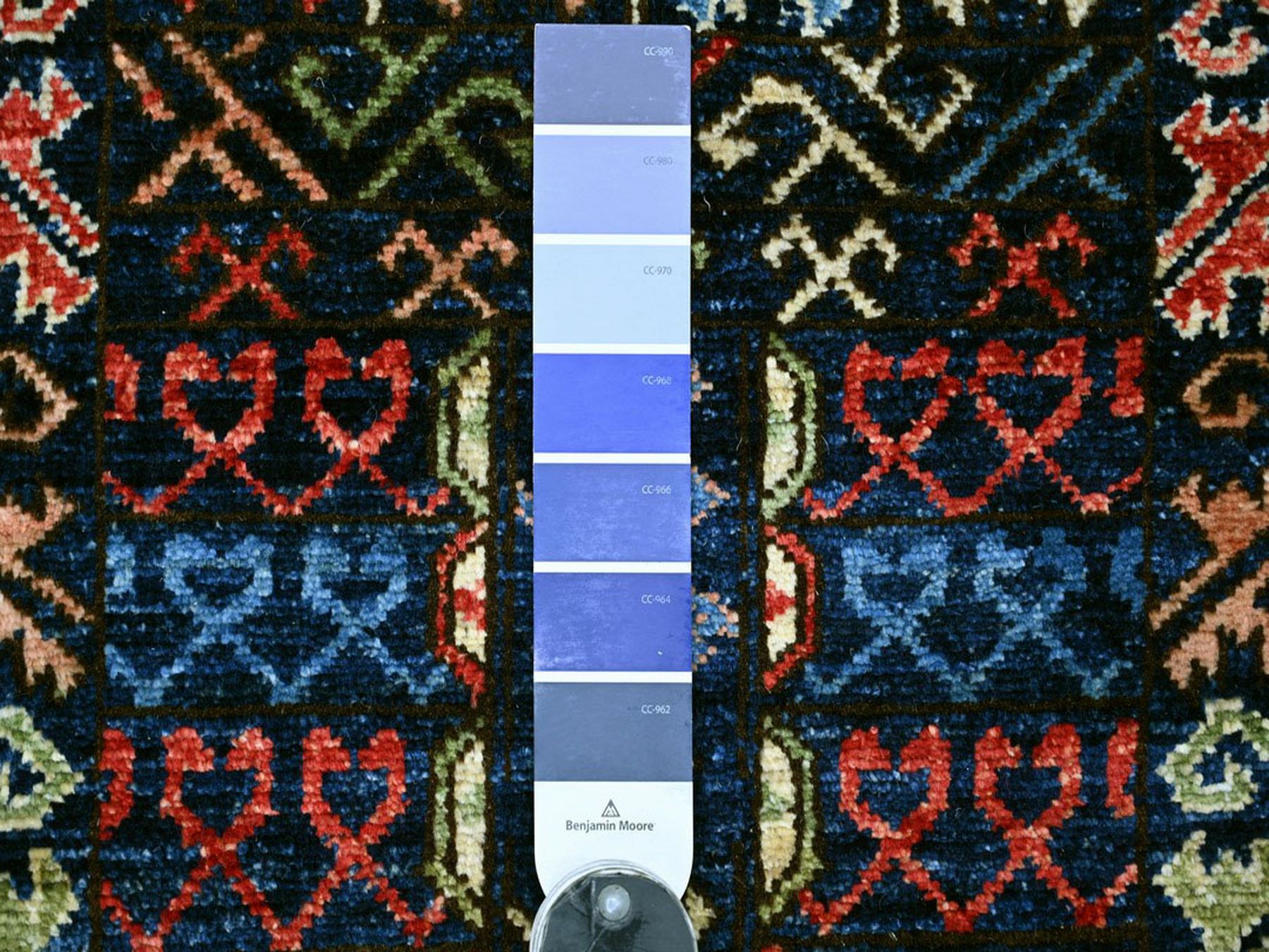 2'10"x6' Yale Blue, Hand Knotted, Afghan Ersari with Hutchlu Design, Reimagined, Vegetable Dyes, Denser Weave, Soft Wool, Runner, Oriental Rug HR22893 - Image 3
