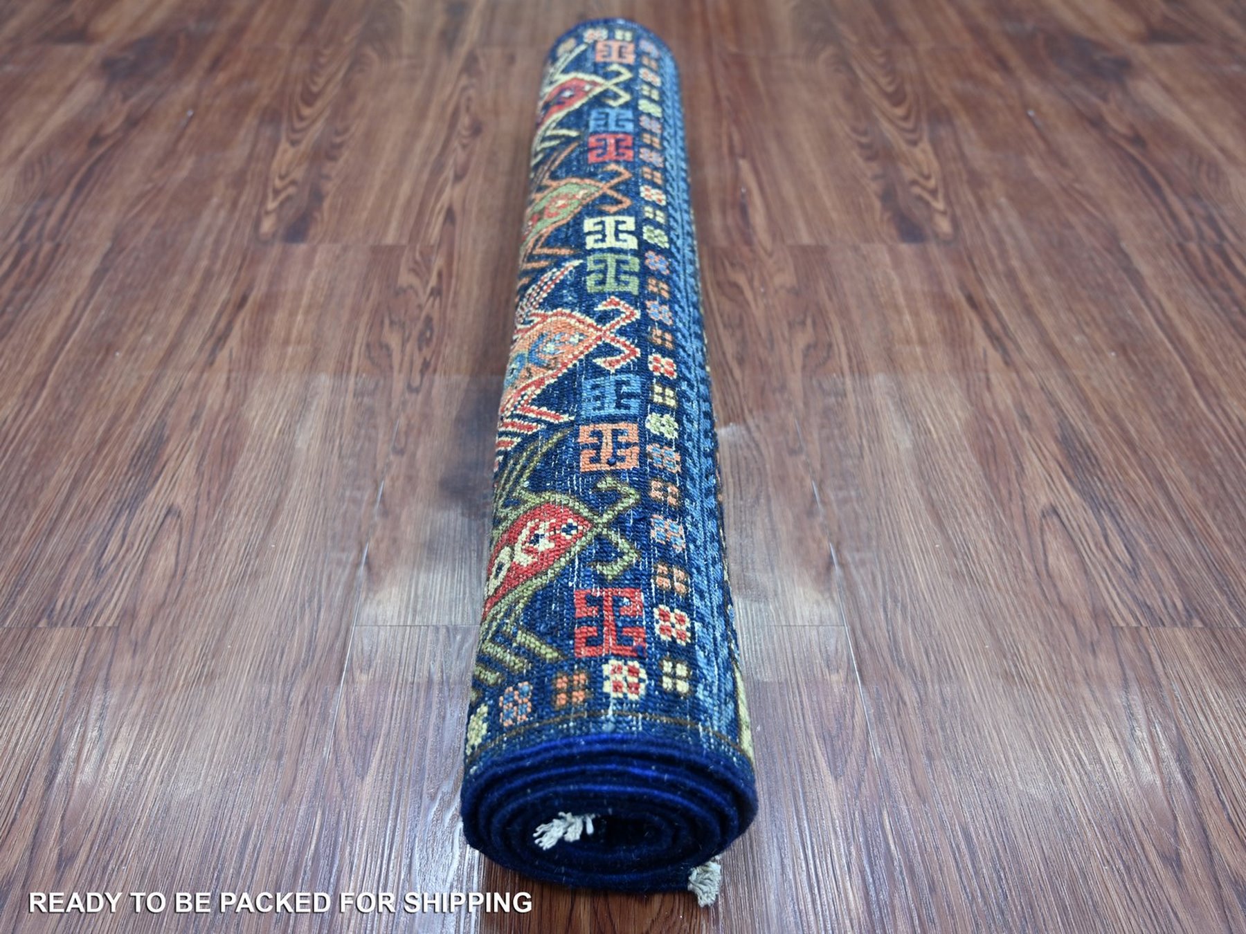 2'10"x6' Yale Blue, Hand Knotted, Afghan Ersari with Hutchlu Design, Reimagined, Vegetable Dyes, Denser Weave, Soft Wool, Runner, Oriental Rug HR22893 - Image 4