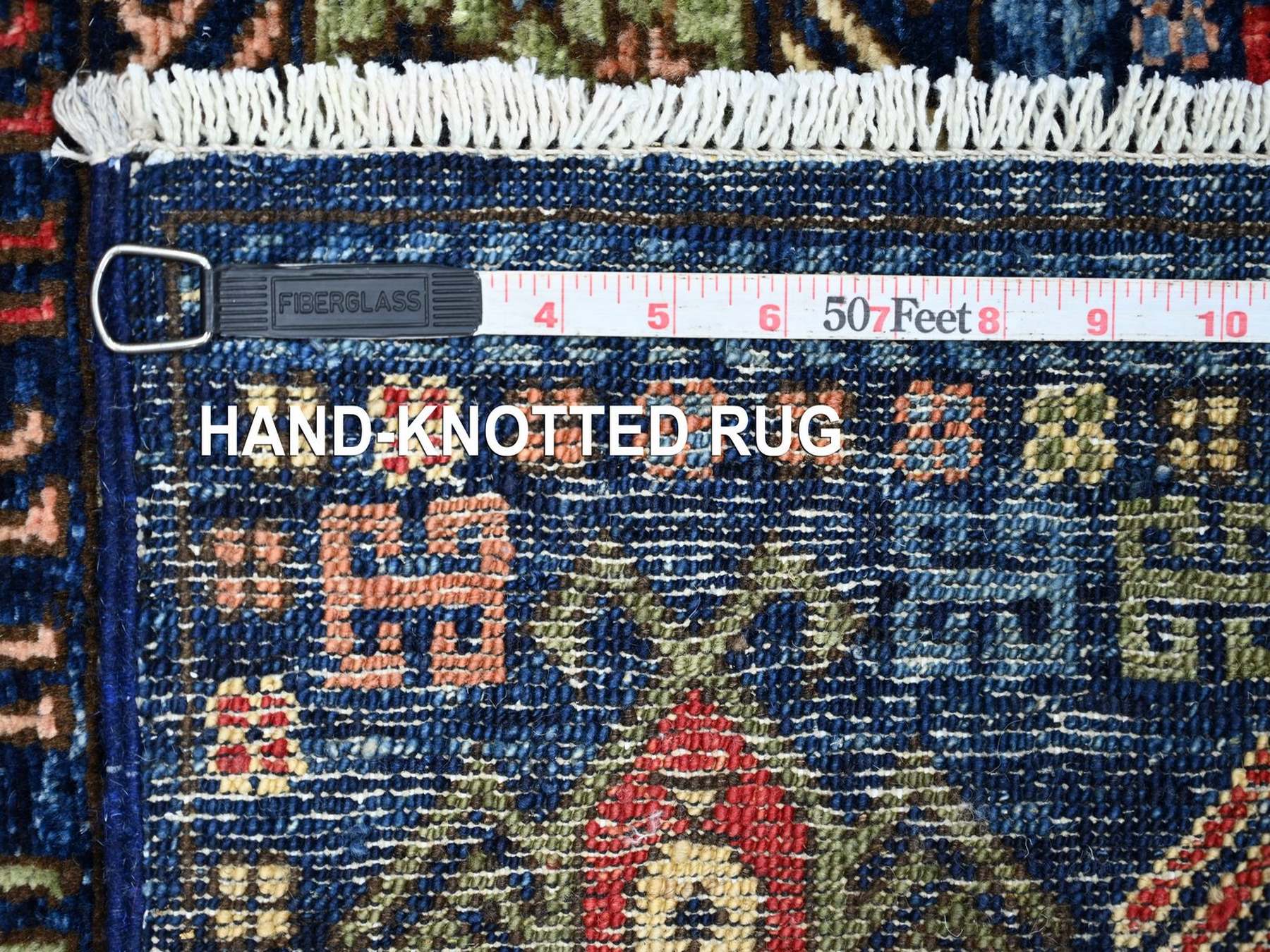 2'10"x6' Yale Blue, Hand Knotted, Afghan Ersari with Hutchlu Design, Reimagined, Vegetable Dyes, Denser Weave, Soft Wool, Runner, Oriental Rug HR22893 - Image 6
