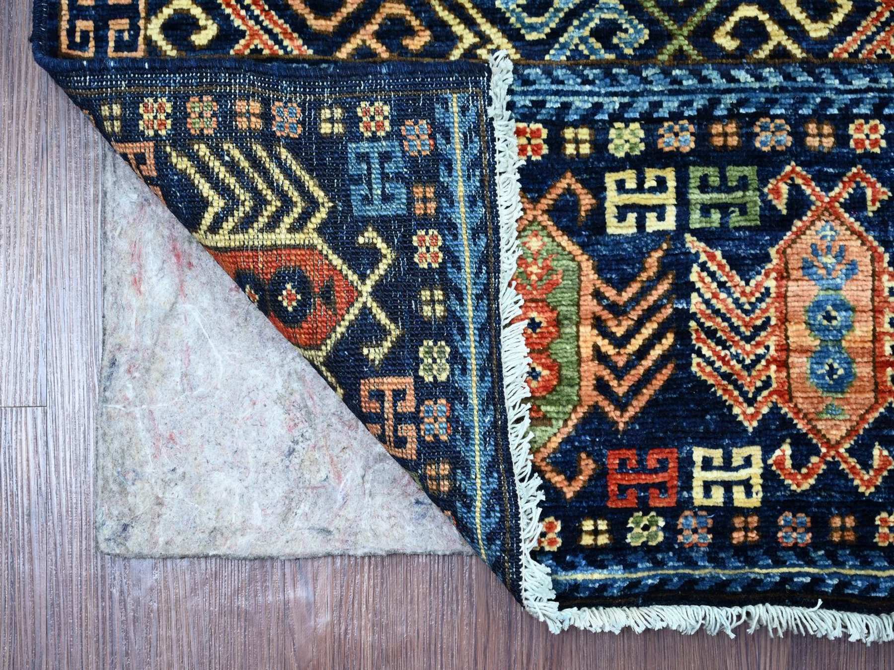 2'8"x6'4" Yale Blue, Hand Knotted, Afghan Ersari with Hutchlu Design, Reimagined, Vegetable Dyes, Denser Weave, Soft Wool, Runner, Oriental Rug HR22936 - Image 2