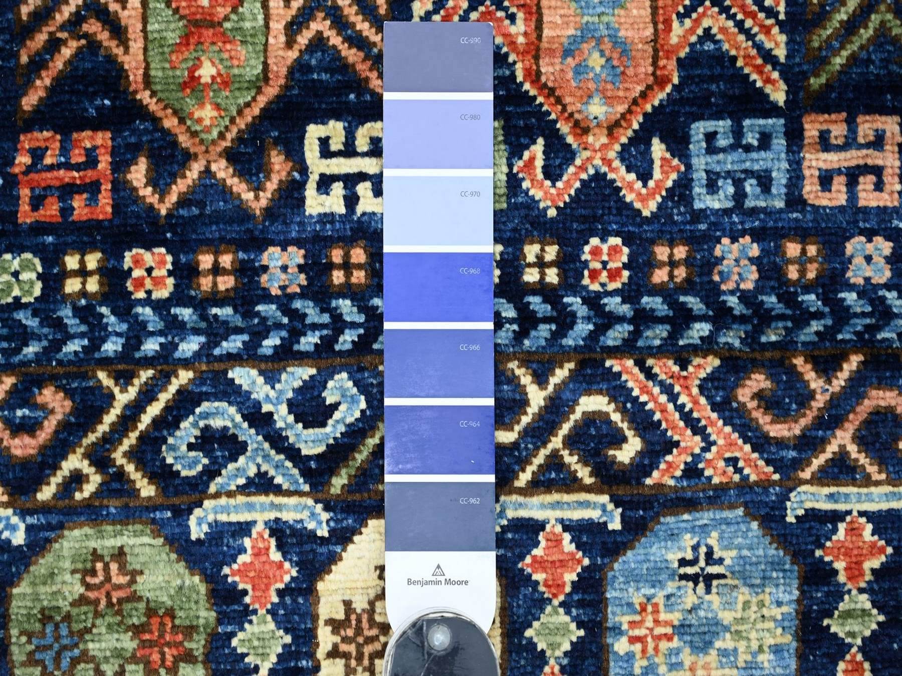 2'8"x6'4" Yale Blue, Hand Knotted, Afghan Ersari with Hutchlu Design, Reimagined, Vegetable Dyes, Denser Weave, Soft Wool, Runner, Oriental Rug HR22936 - Image 3