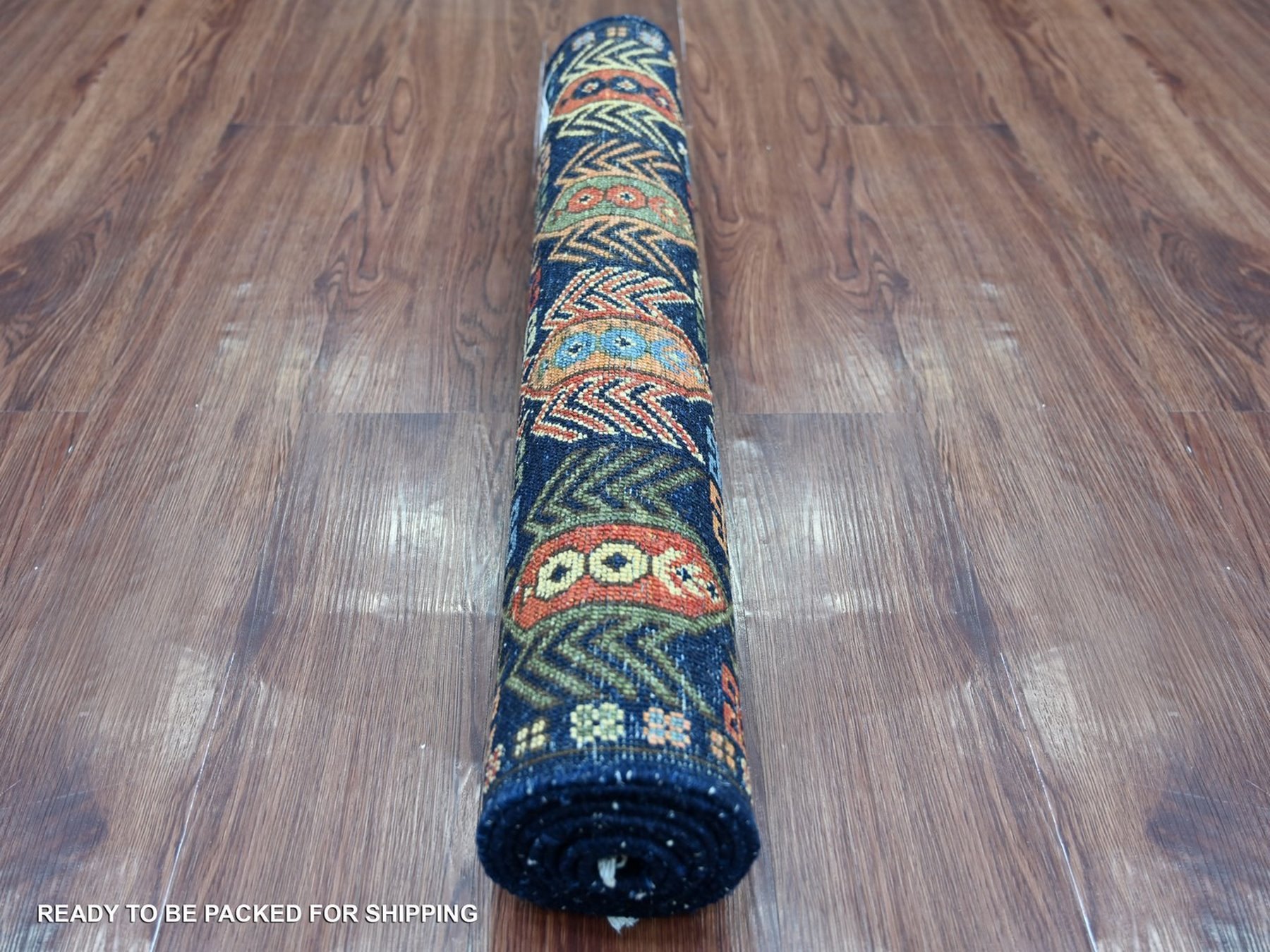2'8"x6'4" Yale Blue, Hand Knotted, Afghan Ersari with Hutchlu Design, Reimagined, Vegetable Dyes, Denser Weave, Soft Wool, Runner, Oriental Rug HR22936 - Image 4