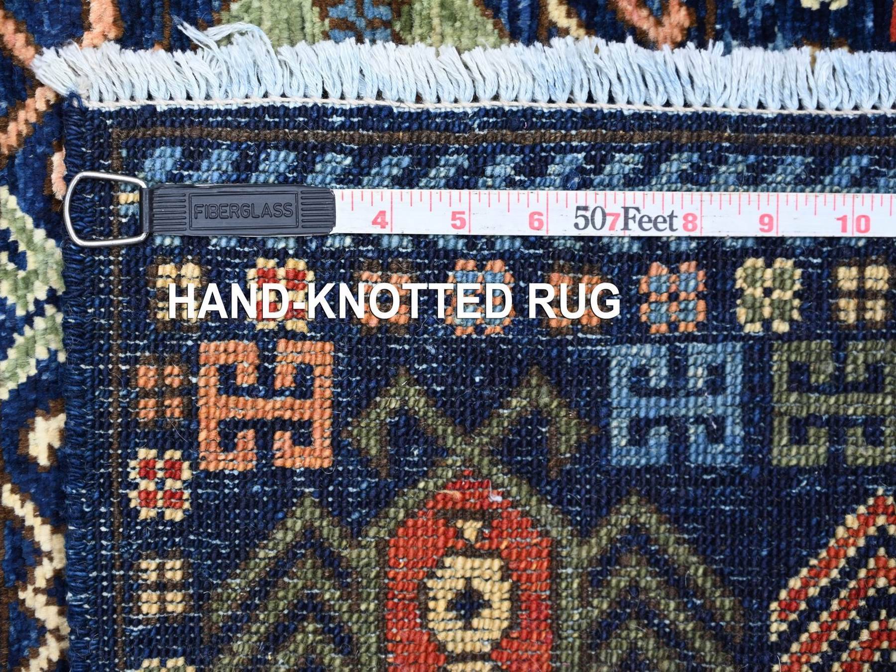 2'8"x6'4" Yale Blue, Hand Knotted, Afghan Ersari with Hutchlu Design, Reimagined, Vegetable Dyes, Denser Weave, Soft Wool, Runner, Oriental Rug HR22936 - Image 6