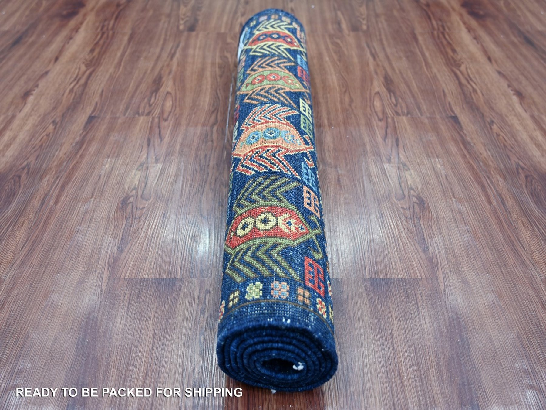 3'x6'3" Yale Blue, Hand Knotted, Afghan Ersari with Hutchlu Design, Reimagined, Vegetable Dyes, Denser Weave, Soft Wool, Runner, Oriental Rug HR22938 - Image 4