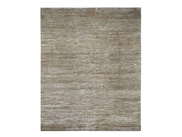 7'9"x9'8" Coffee Brown, Plain Solid Pattern, Hand Knotted, Hand Spun Ghazni Wool, Lush and Plush, Oriental Rug HR22955