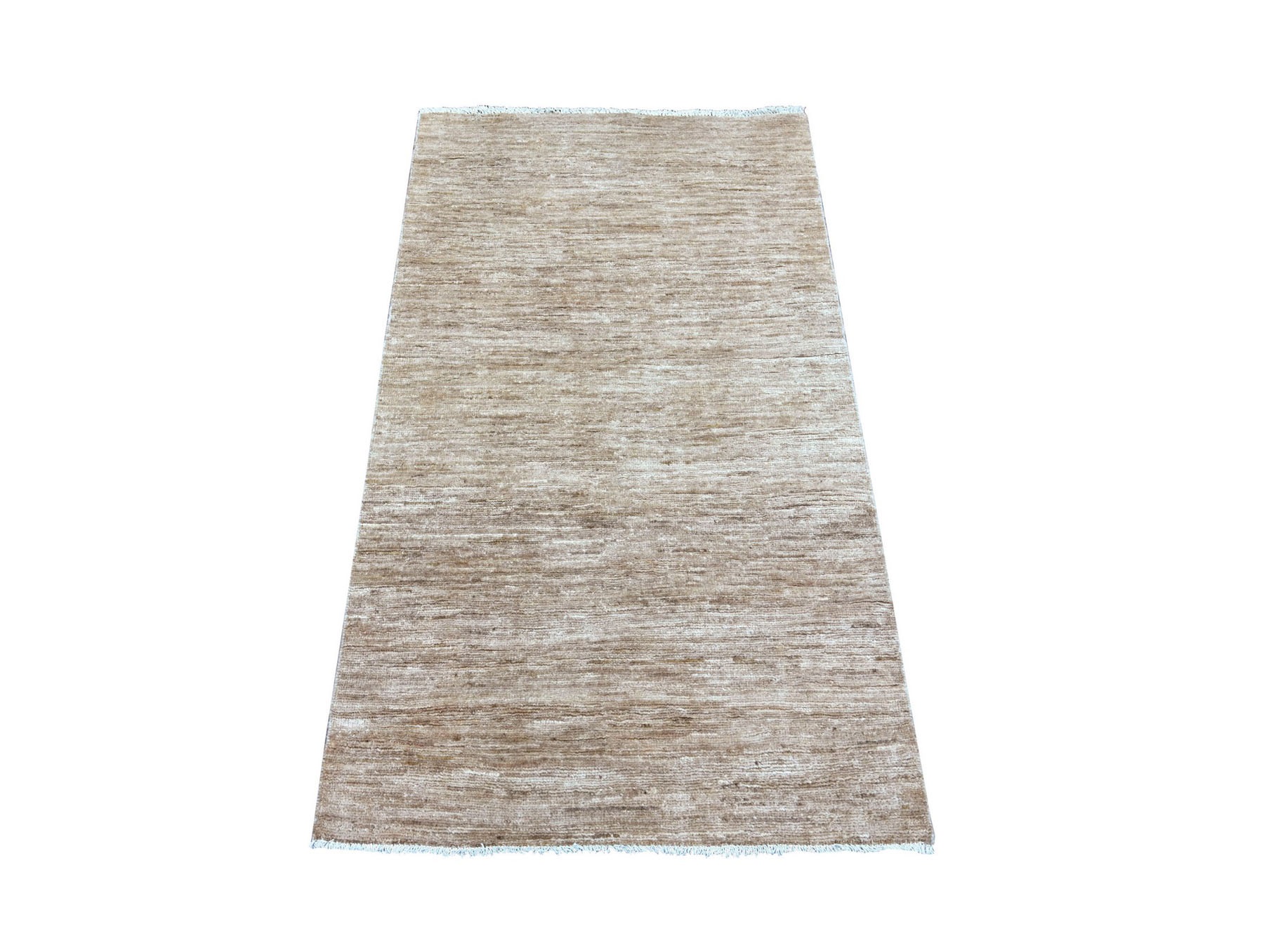2'10"x4'9" Beaver Brown, Plain Solid Pattern, Hand Knotted, Hand Spun Ghazni Wool, Lush and Plush, Oriental Rug HR22957
