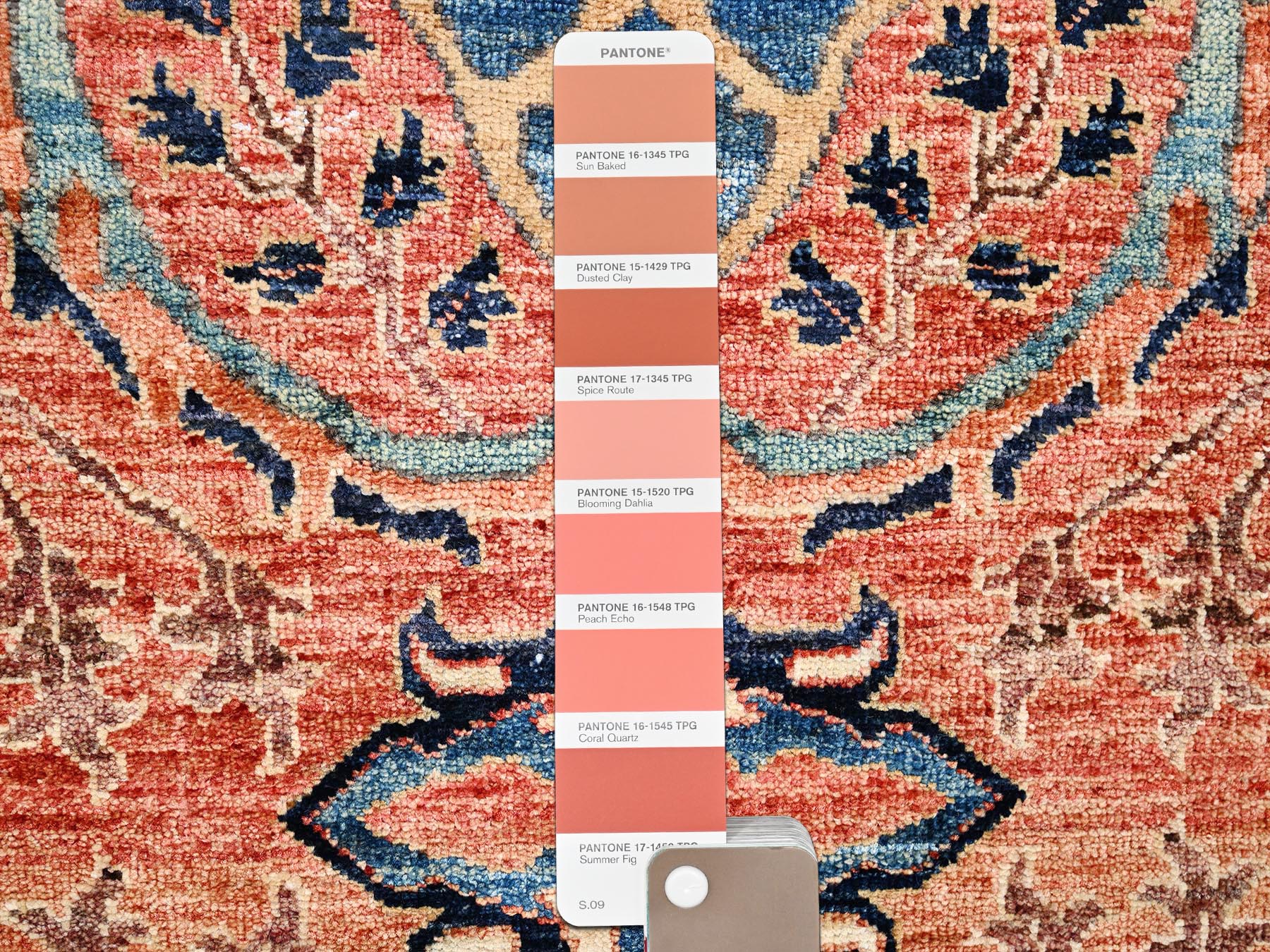 2'1"x3'1" Coral Red, Aryana Collection, Heriz All Over Design, Vegetable Dyes, Soft Pile, High Mountain Wool, Hand Knotted, Densely Woven, Sample, Mat, Oriental Rug HR2381 - Image 4