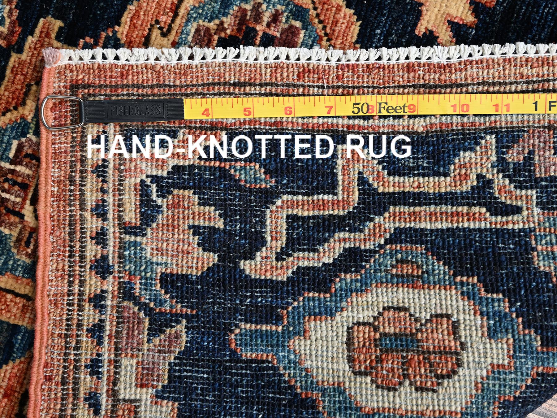 2'1"x3' Midnight Blue, Aryana Collection, Large Medallion Design, Vegetable Dyes, Soft Pile, High Mountain Wool, Hand Knotted, Densely Woven, Sample, Mat, Oriental Rug HR2402 - Image 7