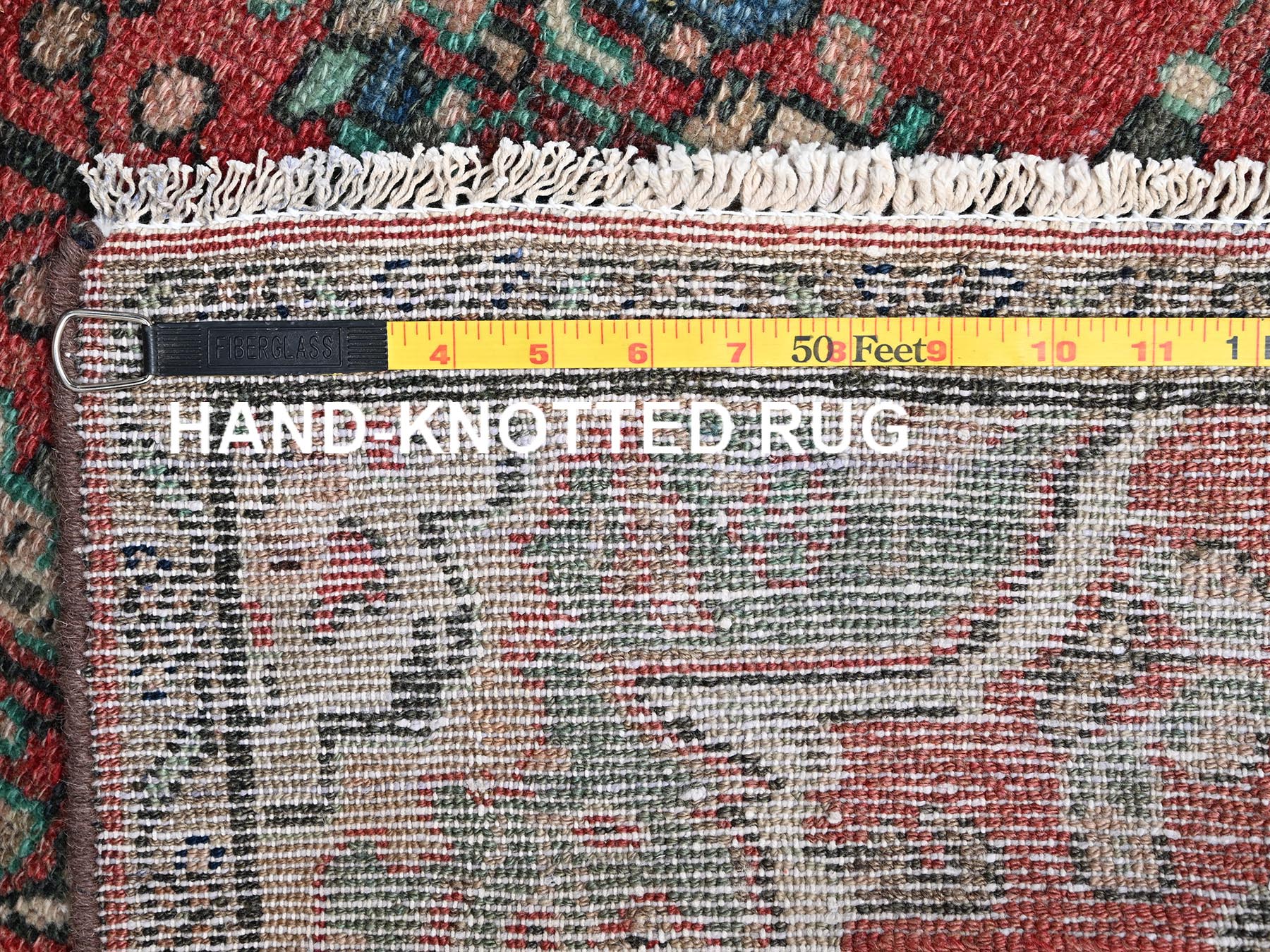 2'6"x9'6" Blush Red, Vintage Persian Lilahan with Medallion Design, 100% Wool, Hand Knotted, Cropped Thin, Worn and Distressed, Sides and Ends Professionally Secured, Runner, Oriental Rug HR2602 - Image 7