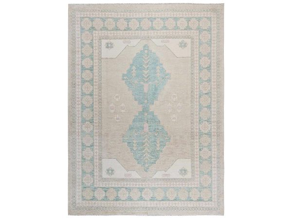 9'10"x13'8" Irish Cream Brown, Anatolian Village Design, Turkish Knot, Hand Knotted, Zero Pile, Sheared Low, 100% Wool, Oriental Rug HR2679