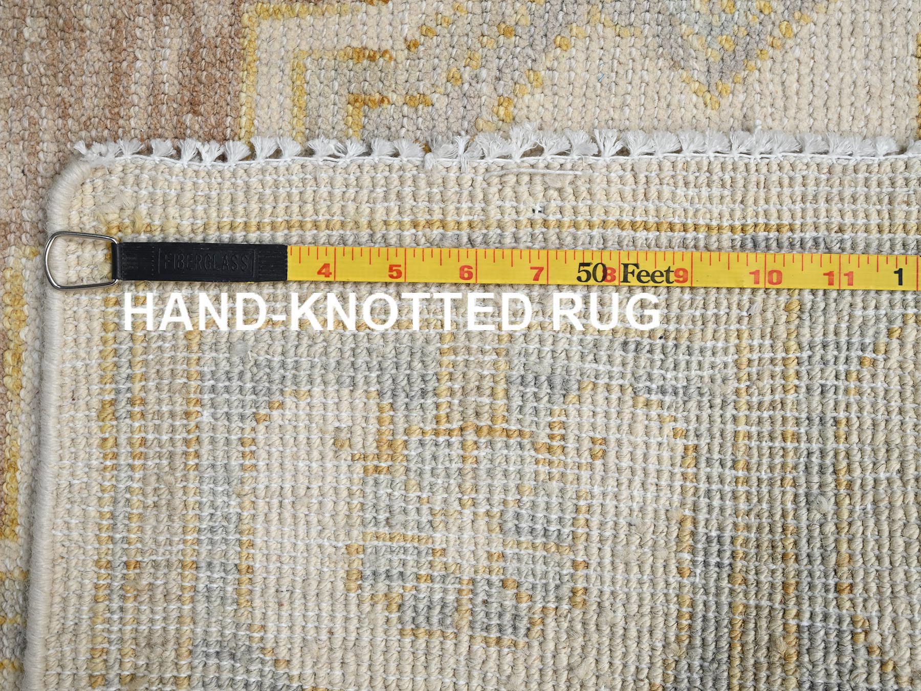 4'9"x6'9" Beaver Brown, Anatolian Village Design, Turkish Knot, Hand Knotted, Zero Pile, Sheared Low, 100% Wool, Oriental Rug HR2713 - Image 7