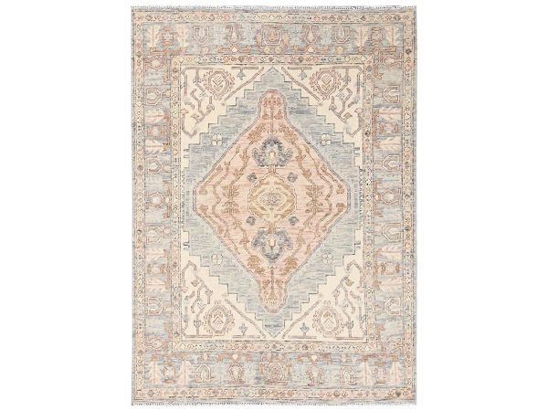 5'x6'10" Irish Cream Brown, Hand Knotted, Anatolian Village Design, Turkish Knot, Zero Pile, Sheared Low, 100% Wool, Oriental Rug HR2717