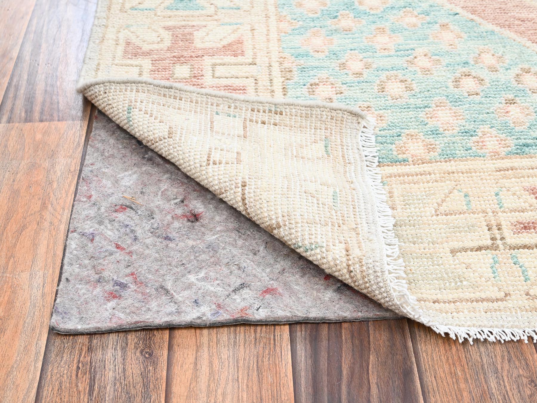 4'8"x6'10" Cerulean Blue, Anatolian Village Design, Turkish Knot, Hand Knotted, Zero Pile, Sheared Low, 100% Wool, Oriental Rug HR2785 - Image 3
