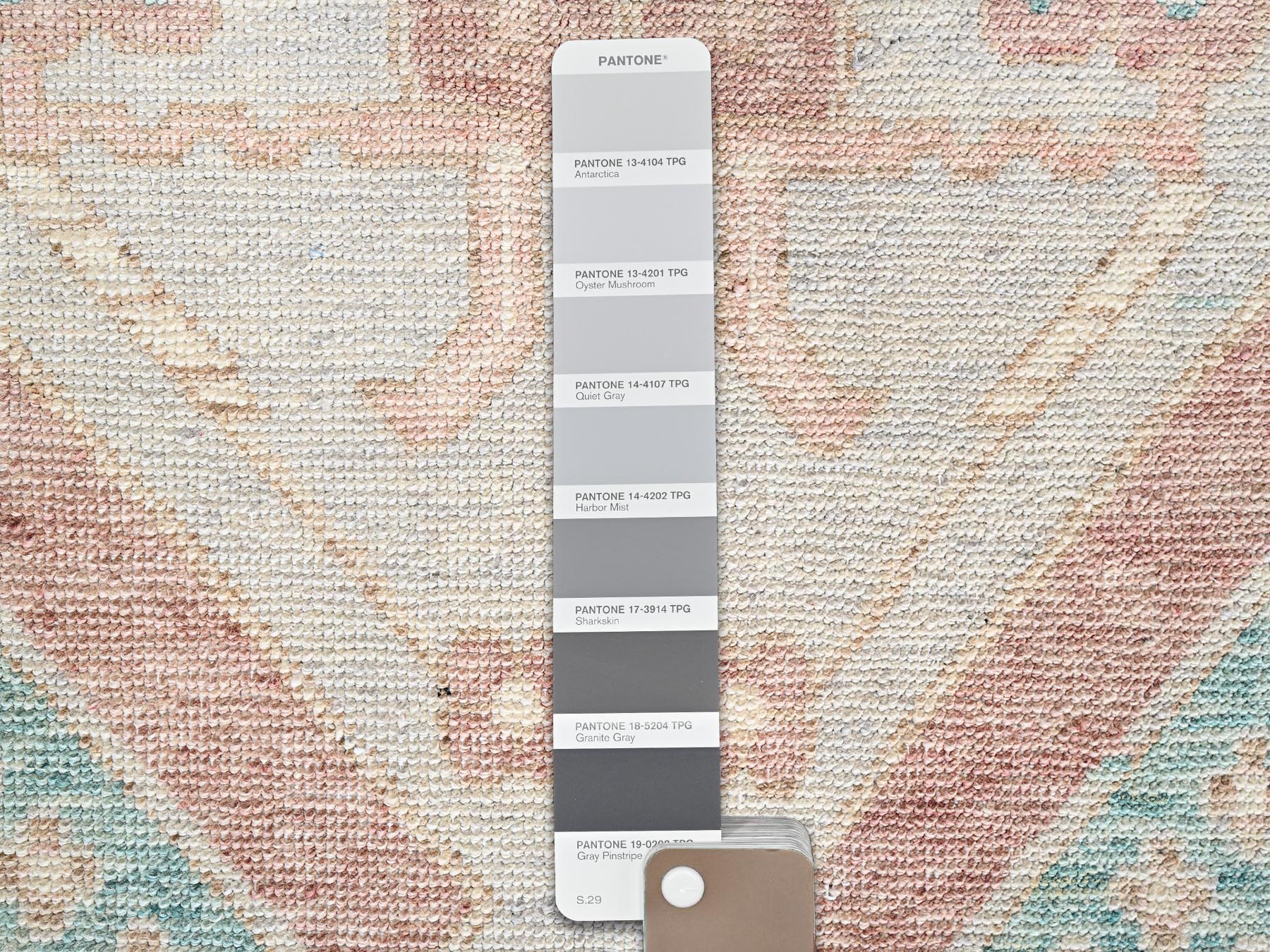 4'8"x6'10" Cerulean Blue, Anatolian Village Design, Turkish Knot, Hand Knotted, Zero Pile, Sheared Low, 100% Wool, Oriental Rug HR2785 - Image 4