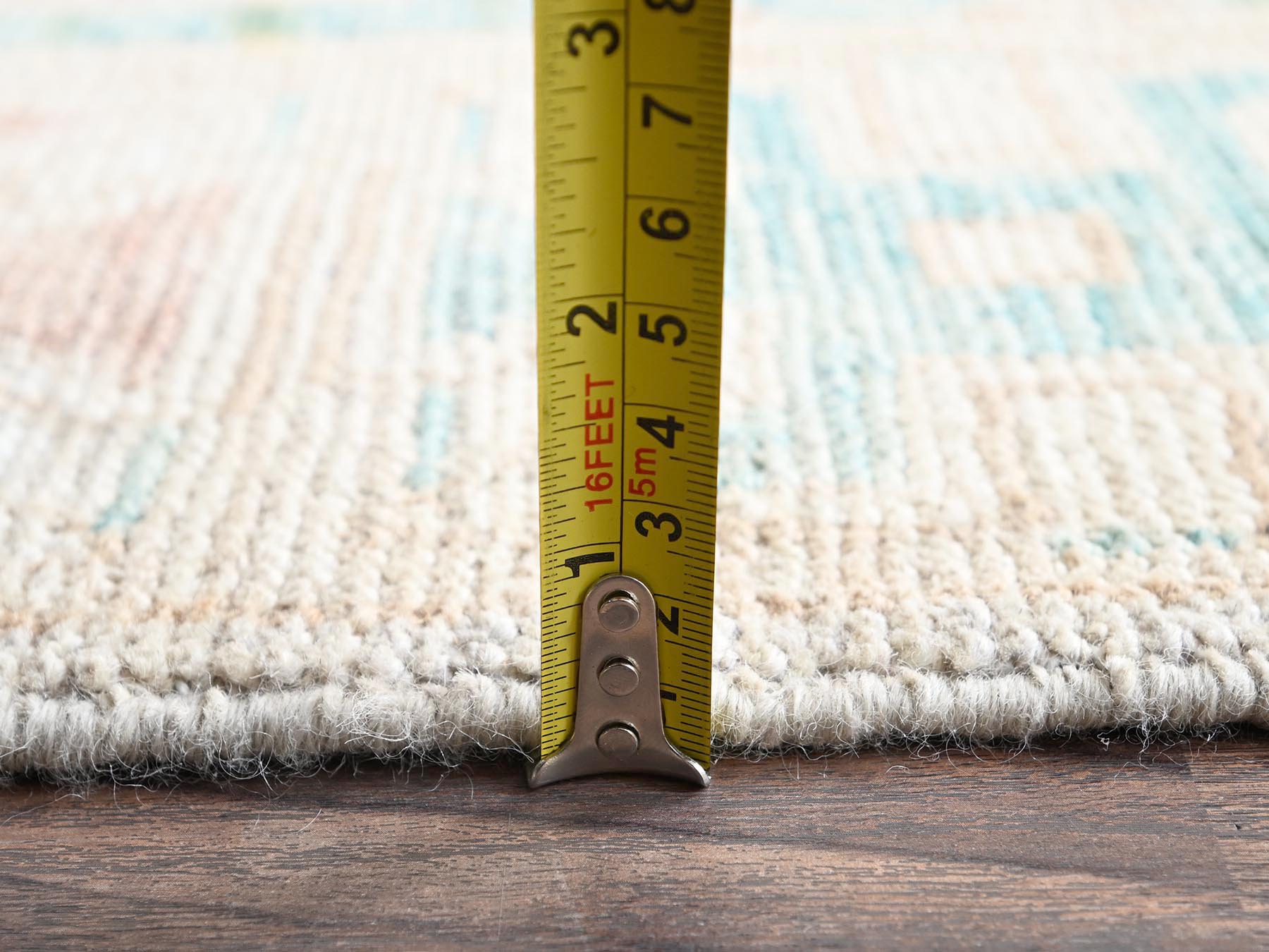 4'8"x6'10" Cerulean Blue, Anatolian Village Design, Turkish Knot, Hand Knotted, Zero Pile, Sheared Low, 100% Wool, Oriental Rug HR2785 - Image 6