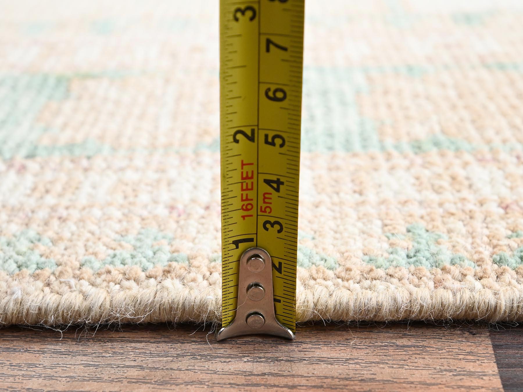 3'9"x6'3" Sand Brown, Anatolian Village Design, Turkish Knot, Hand Knotted, Zero Pile, Sheared Low, 100% Wool, Oriental Rug HR2788 - Image 6