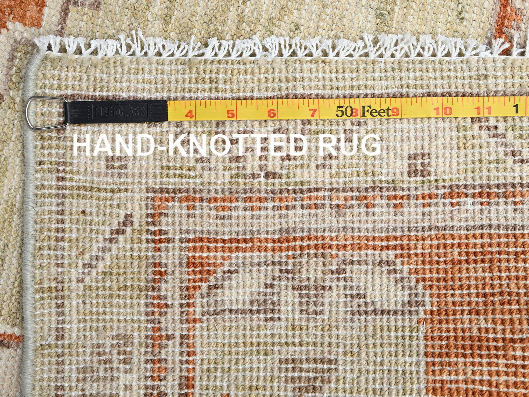 4'10"x6'9" Pebble Brown, Hand Knotted, Anatolian Village Design, Turkish Knot, Zero Pile, Sheared Low, 100% Wool, Oriental Rug HR2796 - Image 7