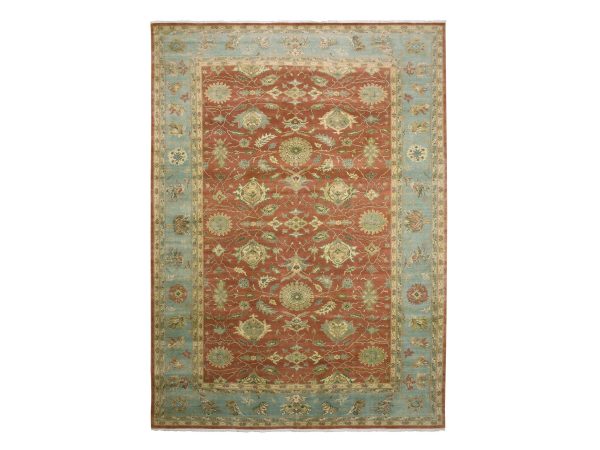 9'10"x15'4" Copper Red, Antiqued Persian Sultanabad Design, 250 KPSI Distressed, 100% Wool Hand Knotted, Oversized Oriental Rug HR75228