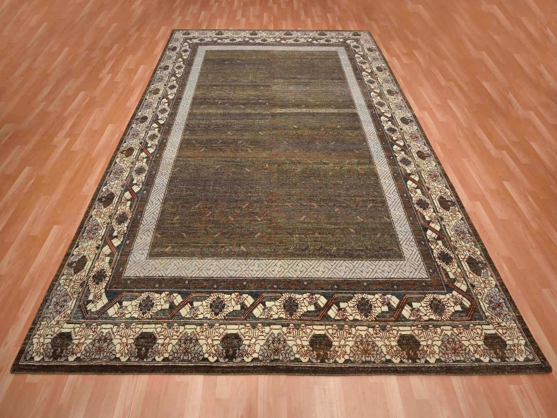 9'2"x12'1" Shades of Brown, Khotan Influence All Over Intricate Design, Zero Pile, 100% Wool, Hand Knotted, Oriental Rug HR75920 - Image 2