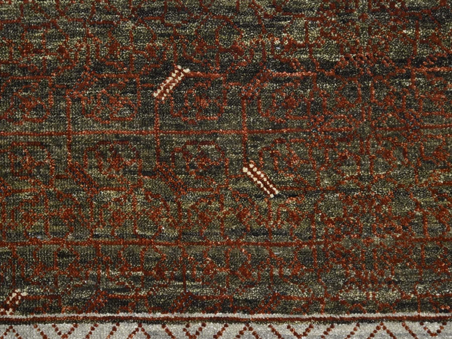 9'2"x12'1" Shades of Brown, Khotan Influence All Over Intricate Design, Zero Pile, 100% Wool, Hand Knotted, Oriental Rug HR75920 - Image 8