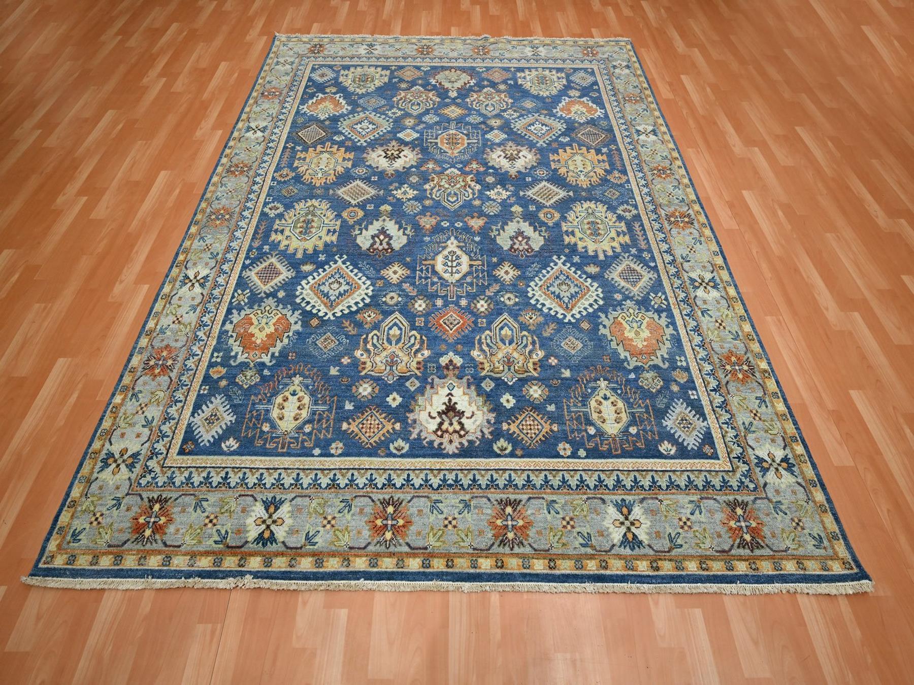 8'x9'9" Imperial Blue, Northwest Persian Design with All Over Geometric Elements, Hand Knotted, 100% Wool, Thick and Plush, Oriental Rug HR75932 - Image 2