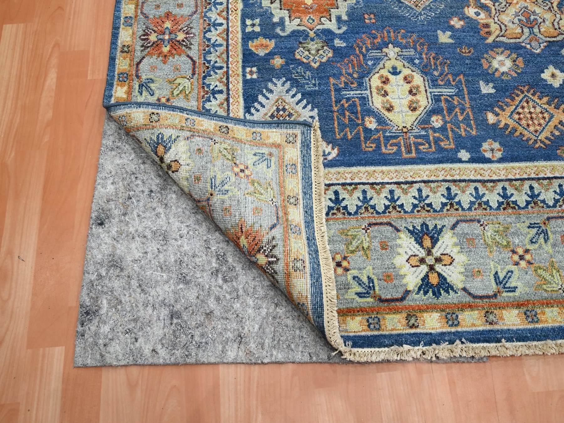 8'x9'9" Imperial Blue, Northwest Persian Design with All Over Geometric Elements, Hand Knotted, 100% Wool, Thick and Plush, Oriental Rug HR75932 - Image 4