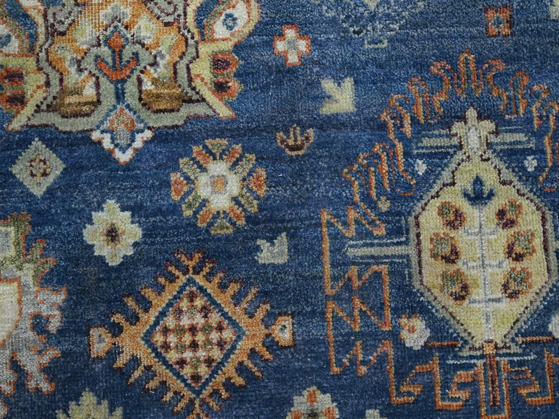 8'x9'9" Imperial Blue, Northwest Persian Design with All Over Geometric Elements, Hand Knotted, 100% Wool, Thick and Plush, Oriental Rug HR75932 - Image 8
