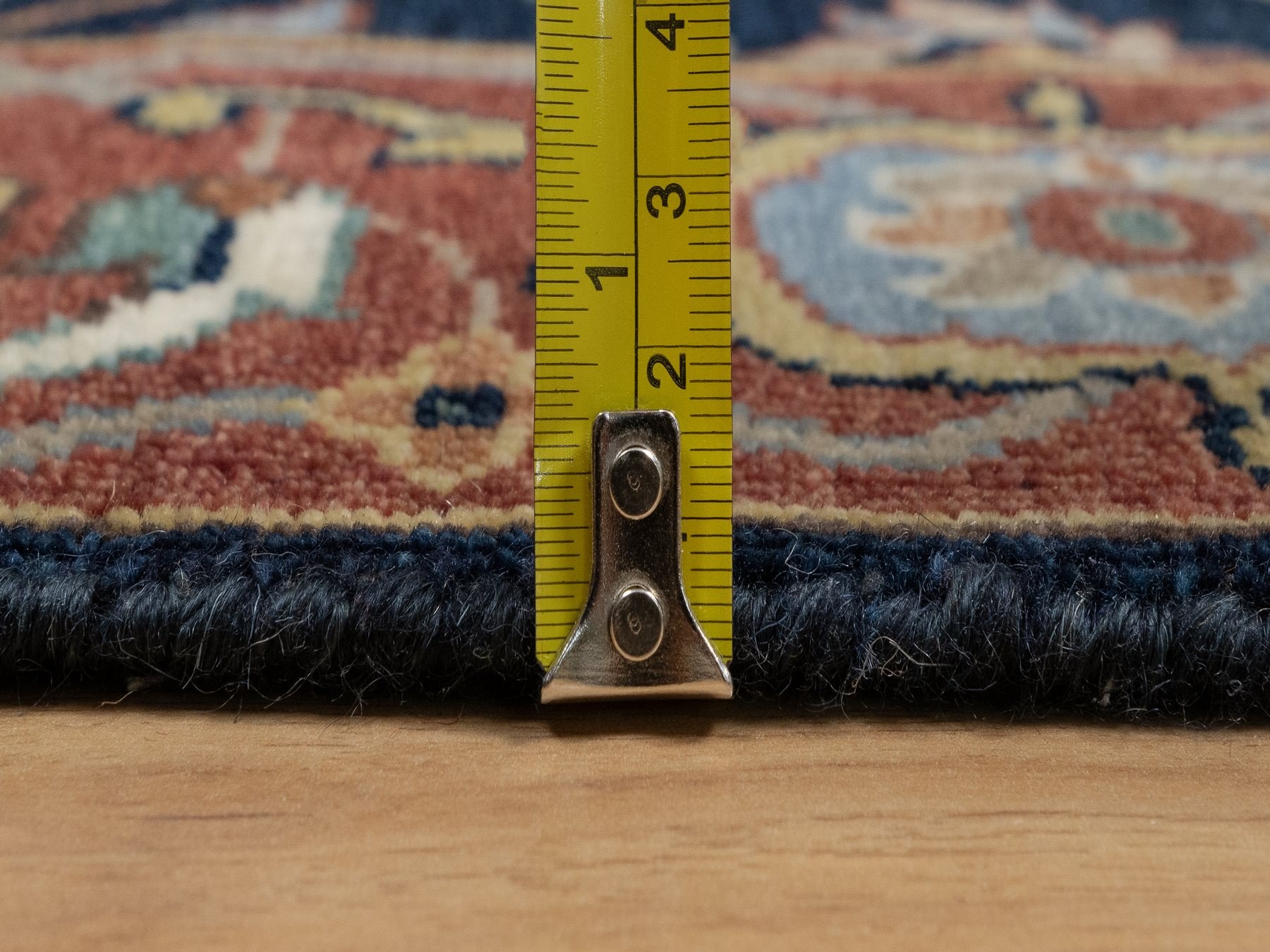 3'1"x5'2" Midnight Blue, All Over Vines Design, Lush and Plush, Organic Wool, Densely Woven, Antiqued Fine Heriz, Re-Creation, Hand Knotted Oriental Rug HR91101 - Image 7