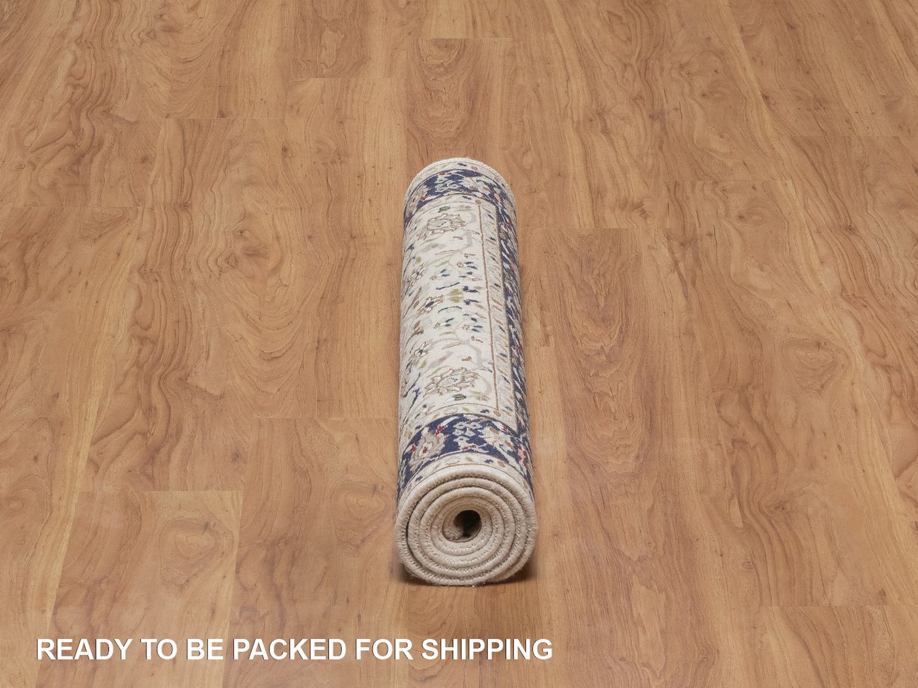 3'x5'2" Pearl White, Hand Knotted, Nain with All Over Flower Design, 250 KPSI, Soft Pile, Wool and Silk, Oriental Rug HR92470 - Image 6
