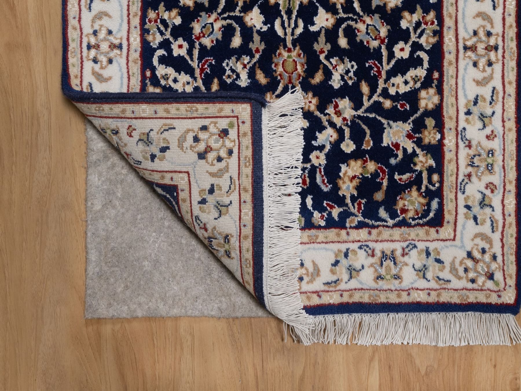 2'1"x3'3" Midnight Blue, Nain with All Over Flower Design, Soft Pile, Wool and Silk, 250 KPSI, Hand Knotted, Mat, Sample, Oriental Rug HR92530 - Image 3
