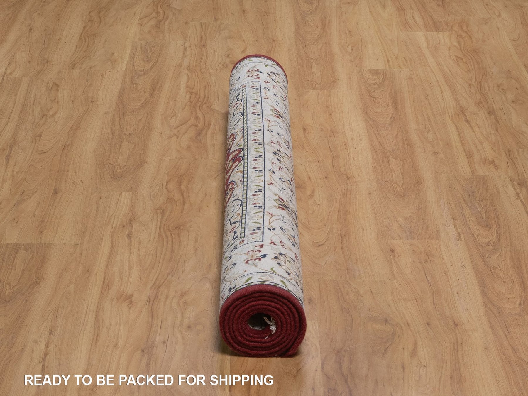 4'10"x7'10" Rhubarb Red, Nain with Flower Medallion Design, Hand Knotted, 250 KPSI, Wool and Silk, Soft Pile, Oriental Rug HR92567 - Image 6