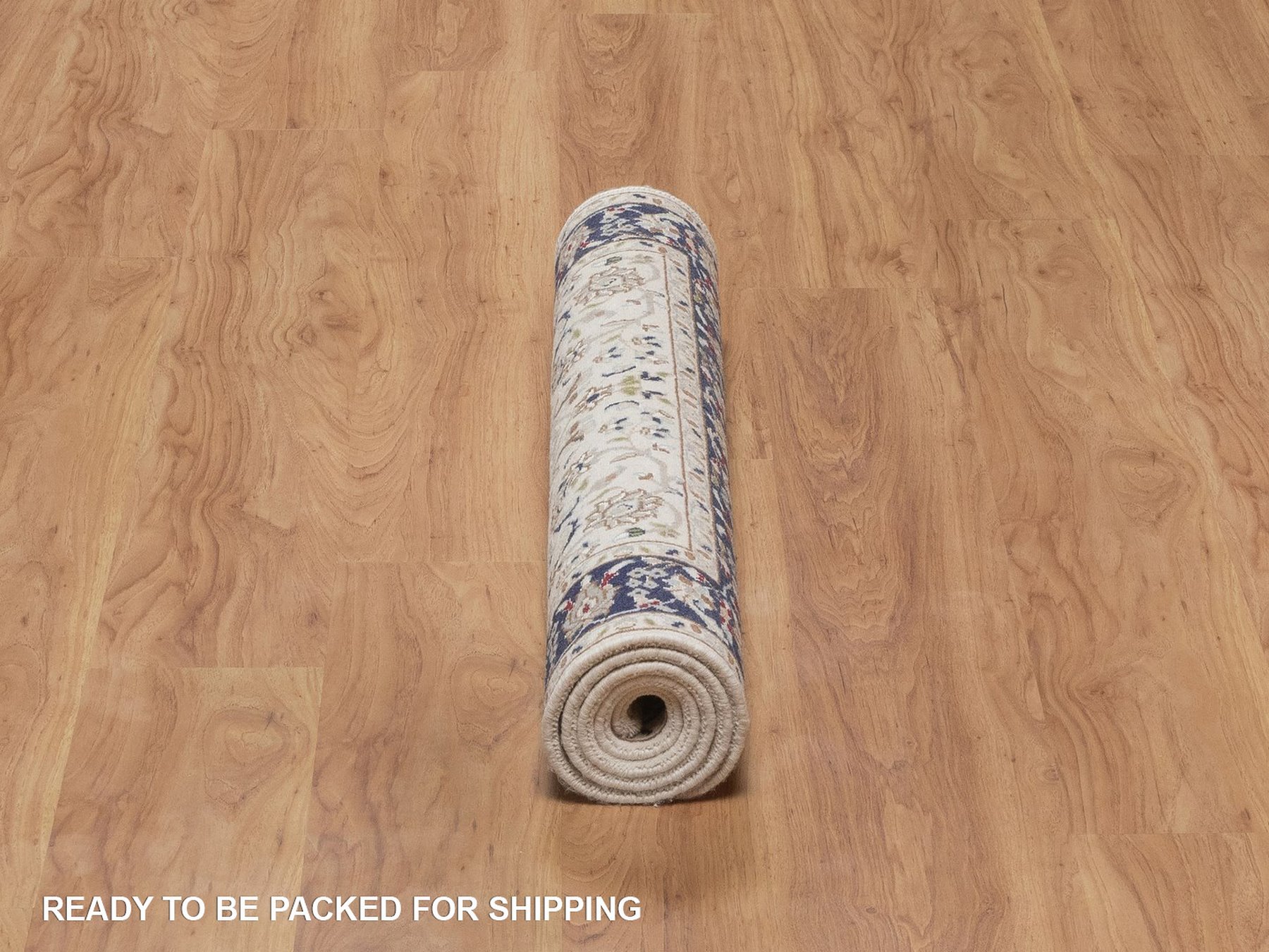 3'2"x5'4" Pearl White, Nain with All Over Floral Pattern, Hand Knotted, 250 KPSI, Soft Pile, Wool and Silk, Oriental Rug HR92571 - Image 6