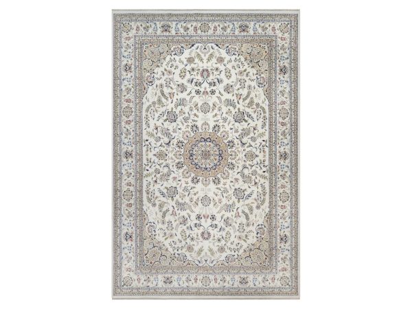 11'8"x17'9" Pearl White, Nain with Flower Medallion Design, Wool and Silk, Hand Knotted, 250 KPSI, Soft Pile, XL, Oversized, Oriental Rug HR92583