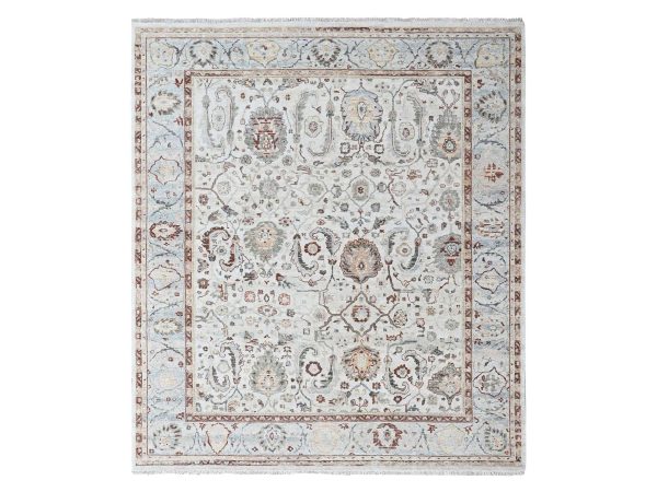8'x9'9" Chiffon White, Ziegler Mahal Design, Hand Knotted, Pure Wool, Zero Pile, Distressed, Oriental Rug HR10534