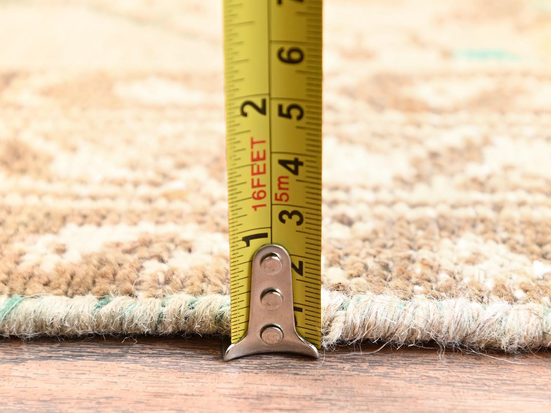 3'4"x9' Hazelnut Brown, Worn and Distressed, Cropped Thin, Vintage Persian Lilahan with Distinct Abrash, Zero Pile, Sides and Ends Professionally Secured, Hand Knotted, 100% Wool, Wide Runner, Oriental Rug HR1751 - Image 6