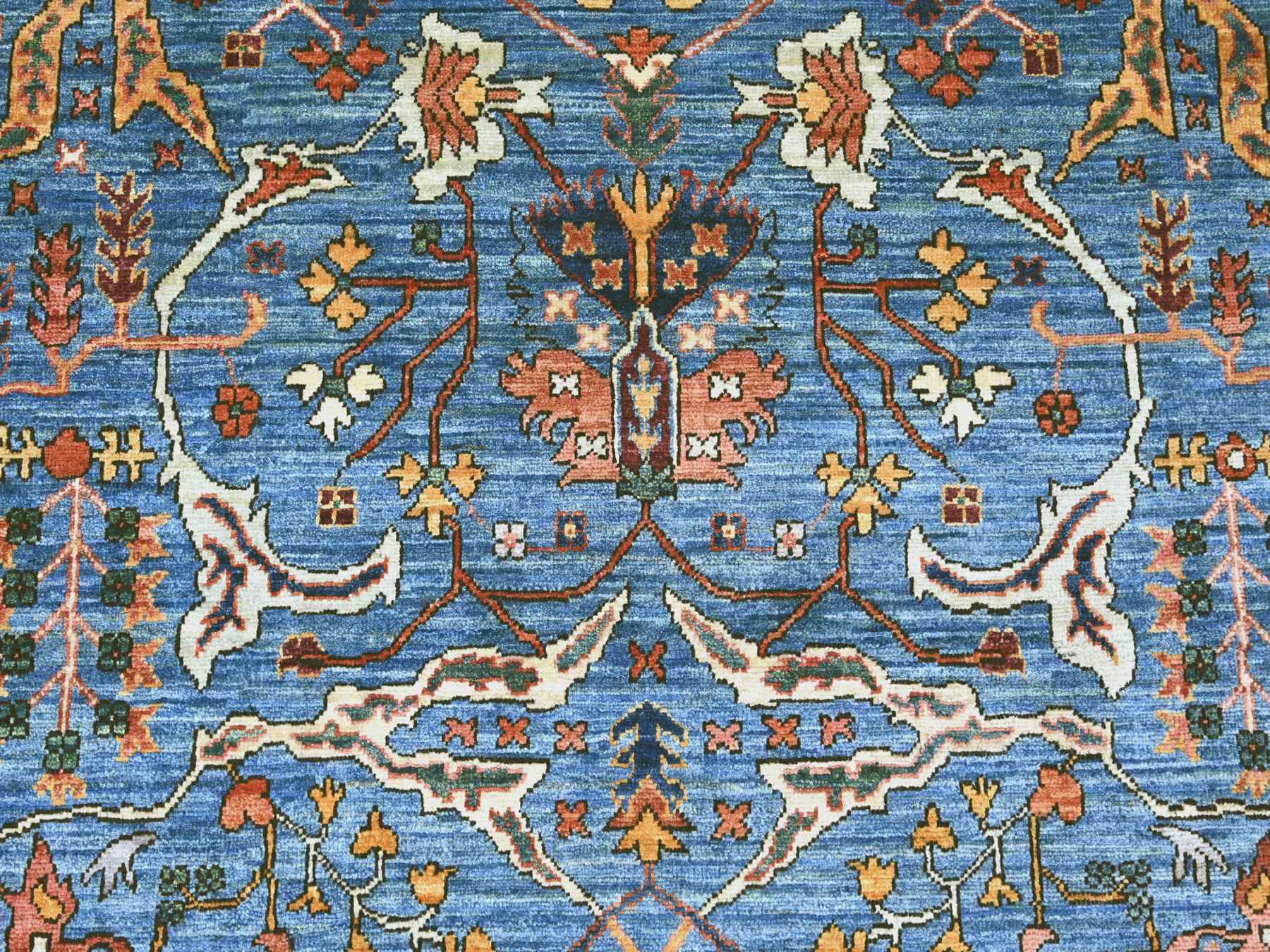 8'x11'8" Carolina Blue, Peshawar with Bijar Garus Design, Aryana Collection, Vegetable Dyes, High Mountain Wool, Hand Knotted, Densely Woven, Oriental Rug HR21136 - Image 8