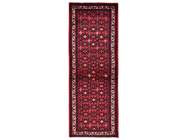 2'6"x6'9" Crimson Red, New Persian Hussainabad with All Over Design, Hand Knotted, Full Pile, Soft and Shiny Wool, Runner, Oriental Rug HR2126