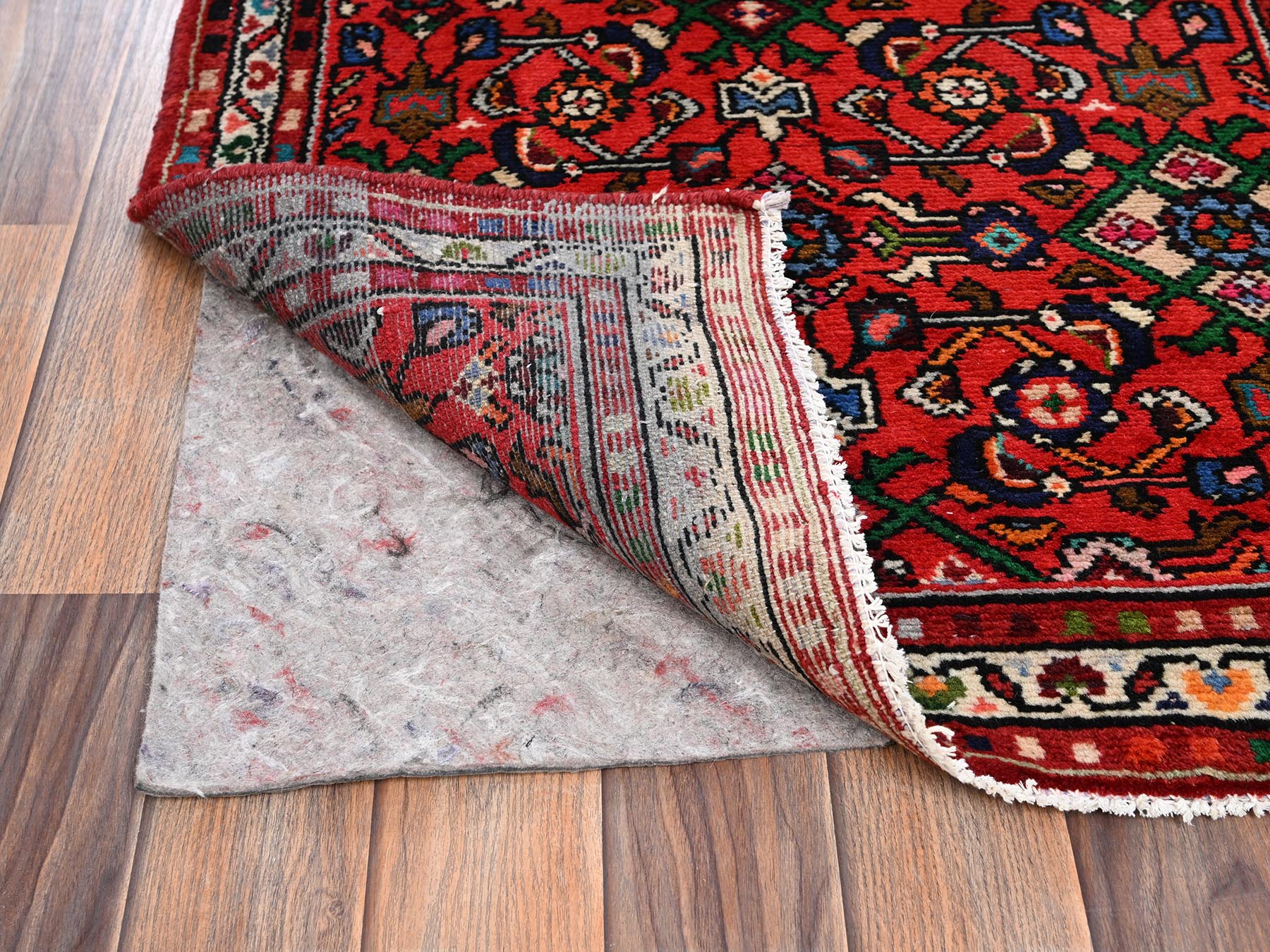 2'7"x9'7" Cherry Red, New Persian Hussainabad with Geometric Medallion, Hand Knotted, Full Pile, Soft and Shiny Wool, Runner, Oriental Rug HR2131 - Image 3