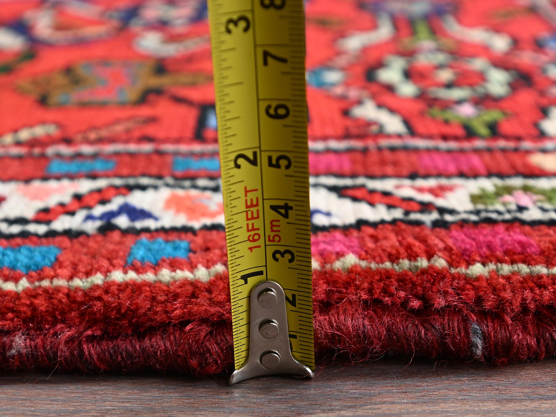 2'7"x9'7" Cherry Red, New Persian Hussainabad with Geometric Medallion, Hand Knotted, Full Pile, Soft and Shiny Wool, Runner, Oriental Rug HR2131 - Image 6