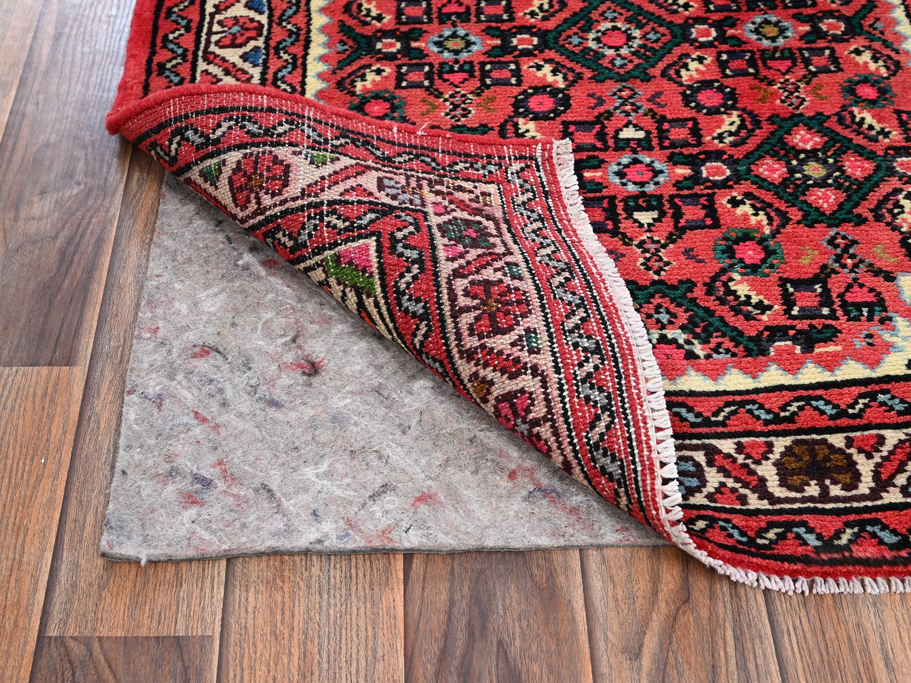 2'5"x6'3" Rust Red, Full Pile, New Persian Hussainabad with Geometric Design, Hand Knotted, Soft and Shiny Wool, Narrow Runner, Oriental Rug HR2133 - Image 3