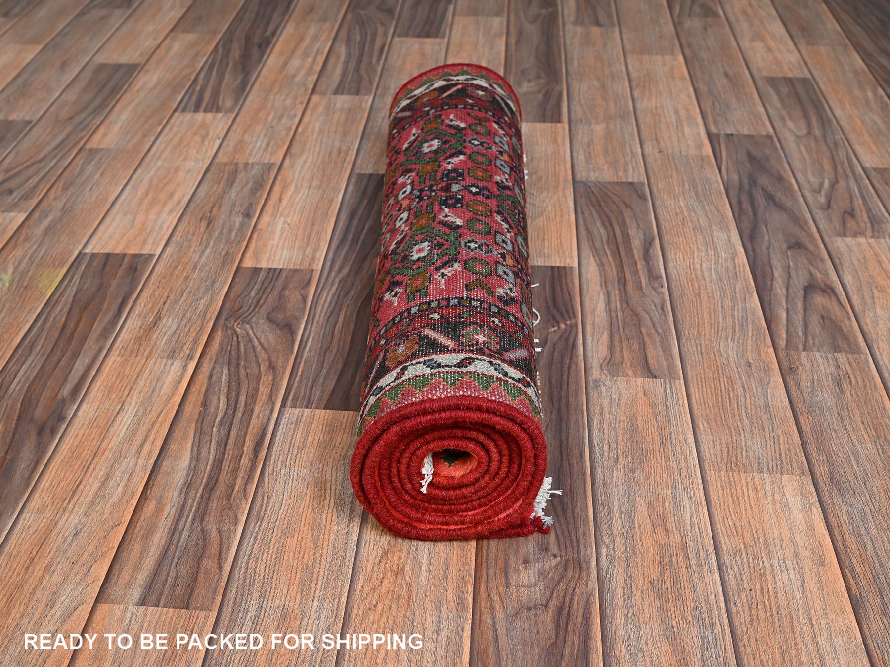 2'3"x6'4" Carrot Orange, New Persian Hussainabad with Repetitive Fish Mahi Design, Hand Knotted, Full Pile, Soft and Shiny Wool, Narrow Runner, Oriental Rug HR2134 - Image 5