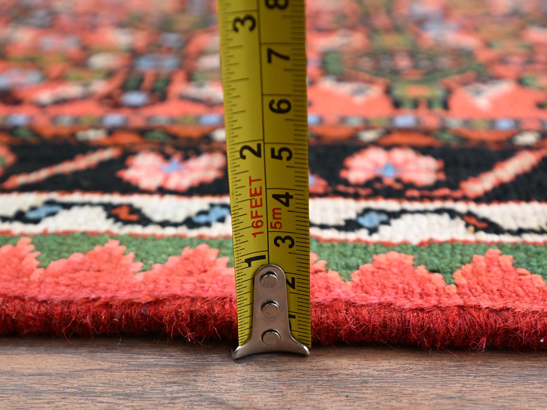 2'3"x6'4" Carrot Orange, New Persian Hussainabad with Repetitive Fish Mahi Design, Hand Knotted, Full Pile, Soft and Shiny Wool, Narrow Runner, Oriental Rug HR2134 - Image 6