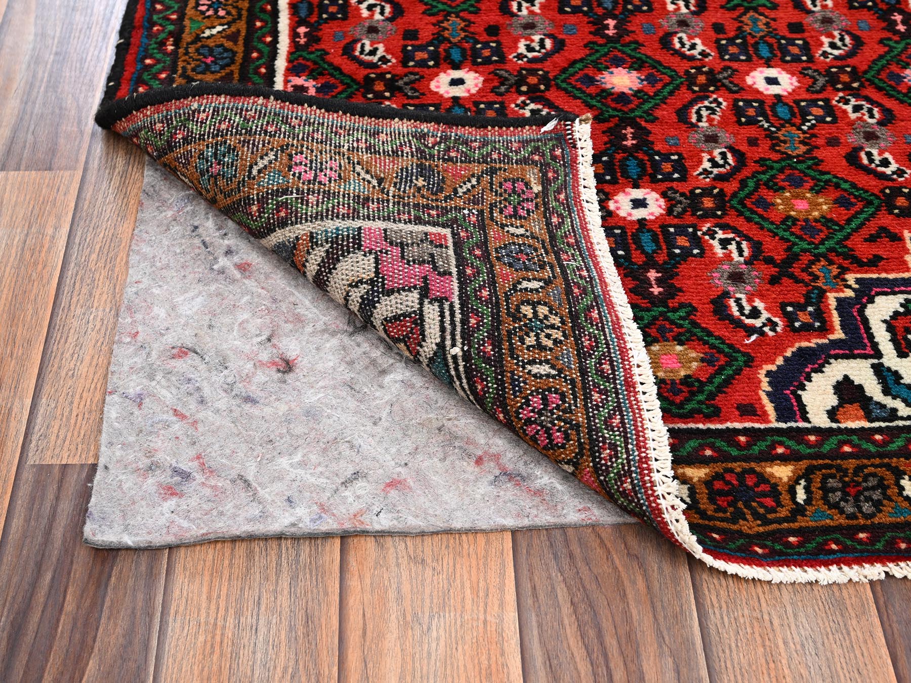 2'6"x9'4" Brick Red, Full Pile, New Persian Hussainabad with All Over Repetitive Design, Hand Knotted, Soft and Shiny Wool, Narrow Runner, Oriental Rug HR2143 - Image 3