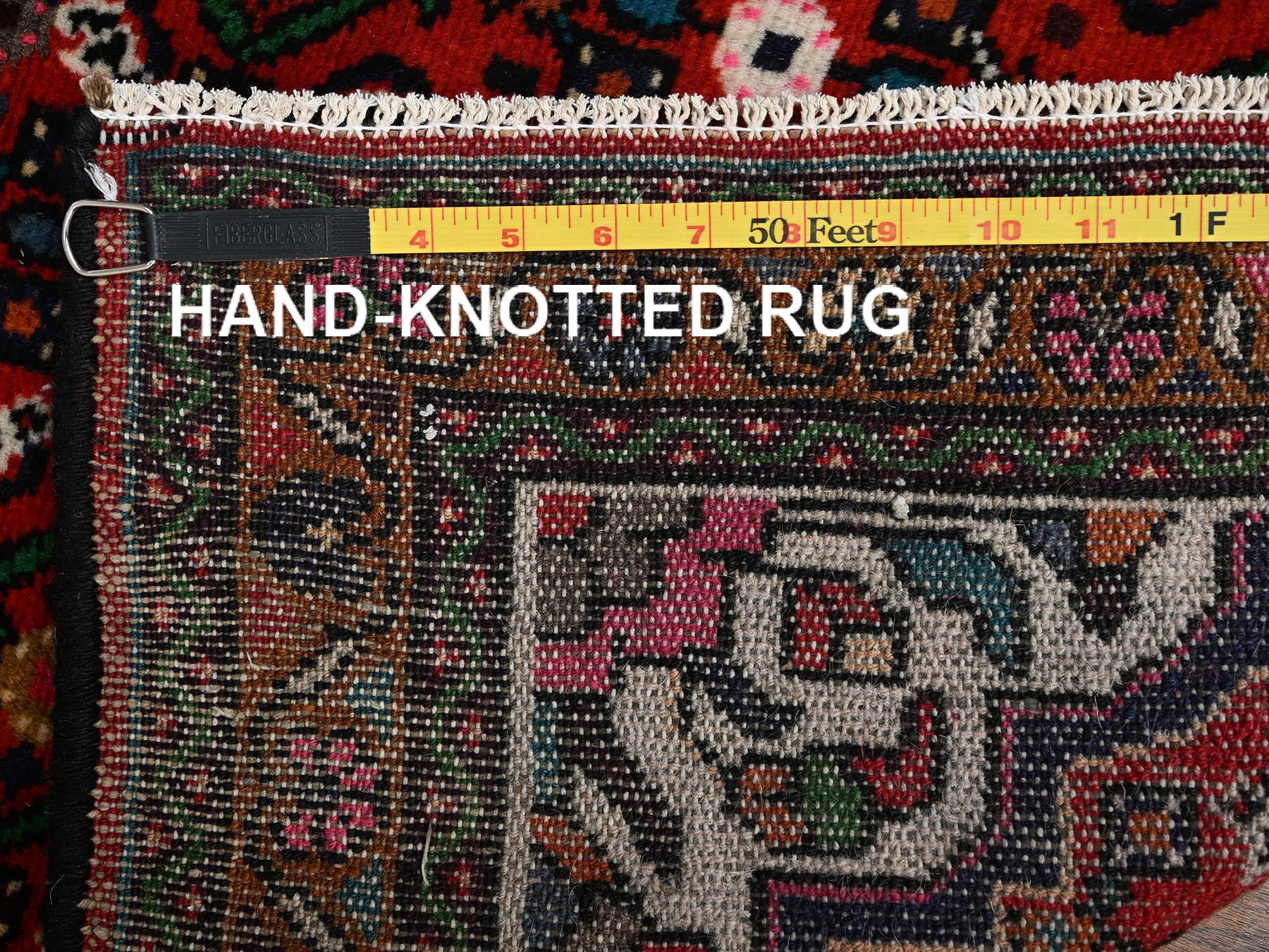 2'6"x9'4" Brick Red, Full Pile, New Persian Hussainabad with All Over Repetitive Design, Hand Knotted, Soft and Shiny Wool, Narrow Runner, Oriental Rug HR2143 - Image 7