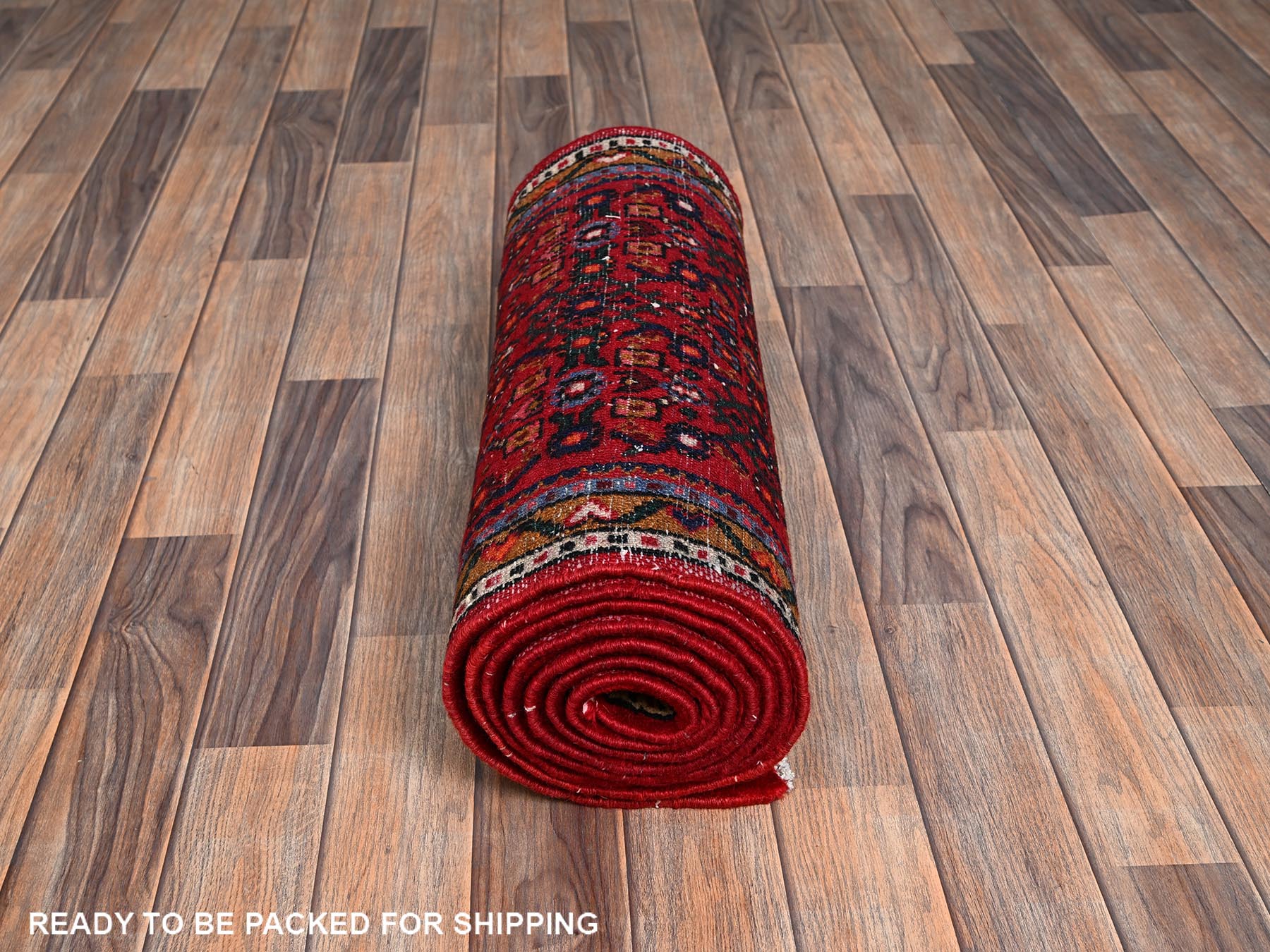 2'1"x10' Ruby Red, Full Pile, New Persian Hussainabad with All Over Repetitive Design, Hand Knotted, Soft and Shiny Wool, Narrow Runner, Oriental Rug HR2147 - Image 5