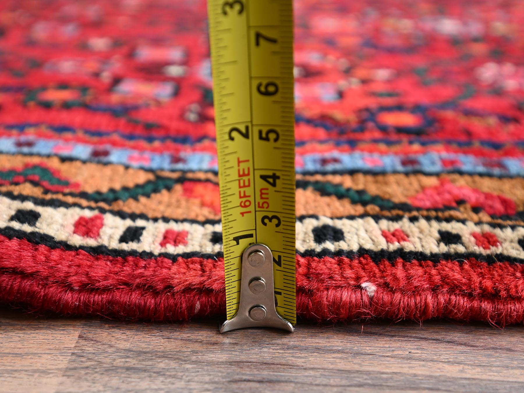 2'1"x10' Ruby Red, Full Pile, New Persian Hussainabad with All Over Repetitive Design, Hand Knotted, Soft and Shiny Wool, Narrow Runner, Oriental Rug HR2147 - Image 6