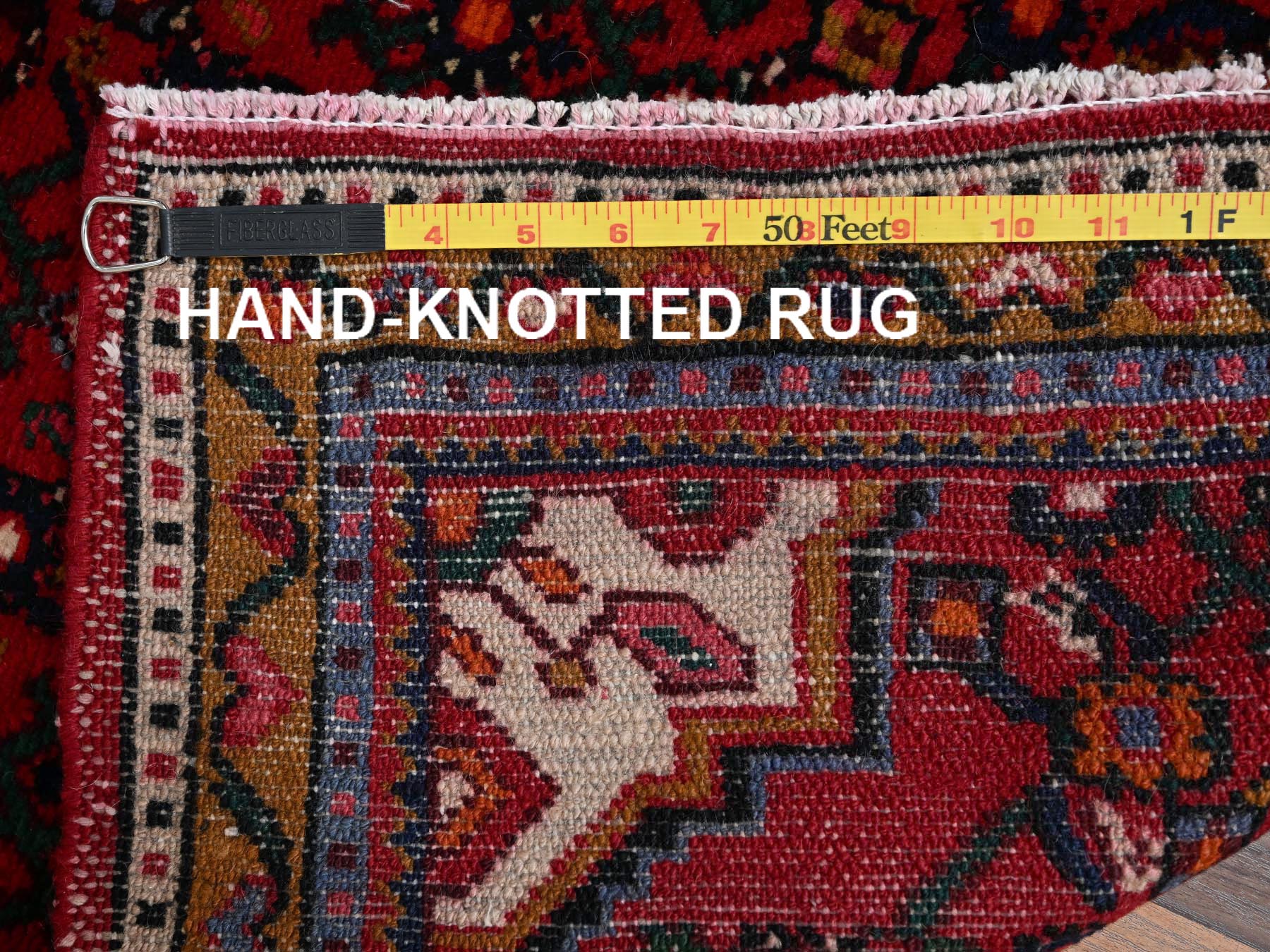 2'1"x10' Ruby Red, Full Pile, New Persian Hussainabad with All Over Repetitive Design, Hand Knotted, Soft and Shiny Wool, Narrow Runner, Oriental Rug HR2147 - Image 7