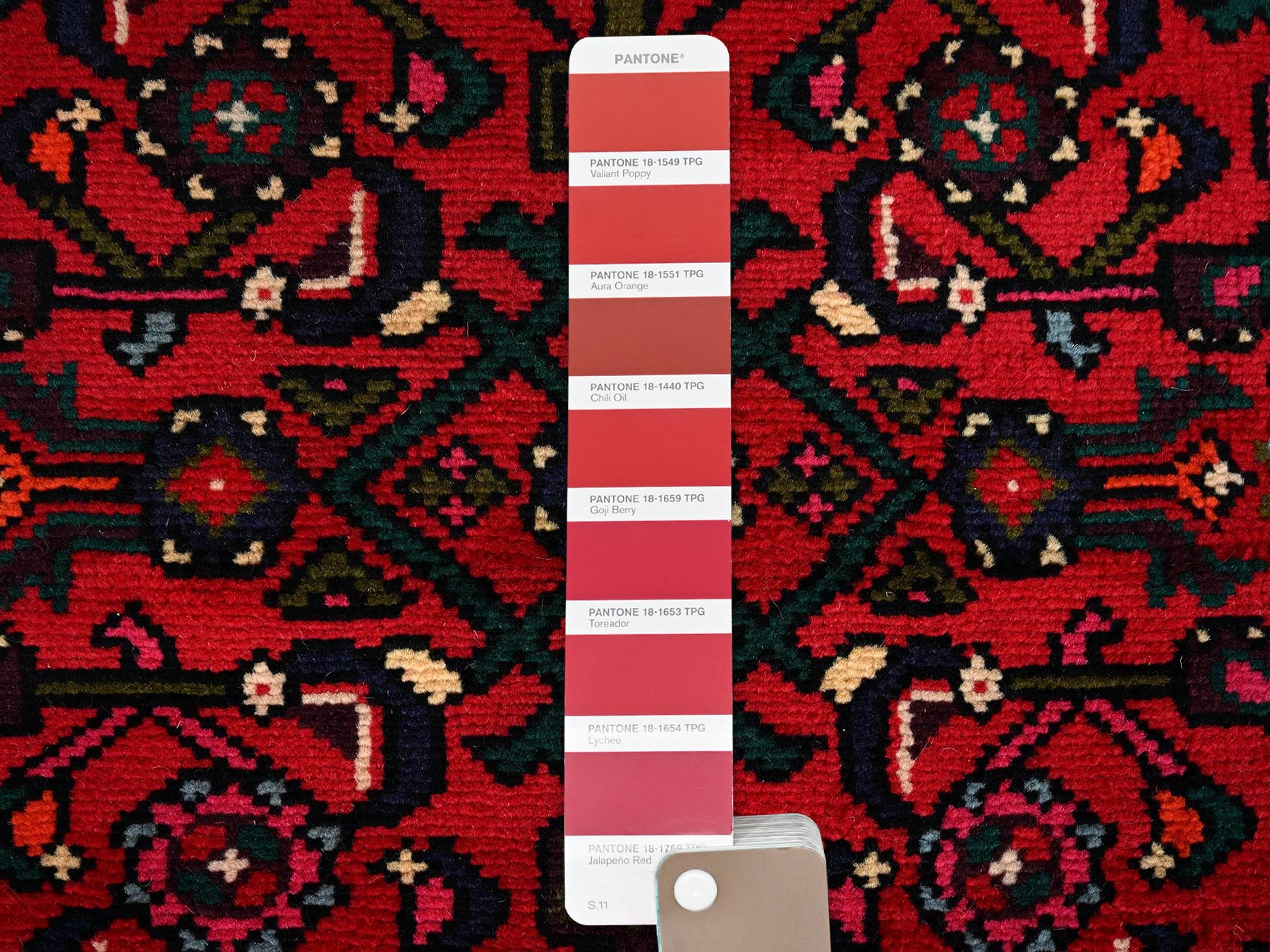 2'3"x6'3" Scarlet Red, New Persian Hussainabad with Geometric Medallion, Hand Knotted, Full Pile, Soft and Shiny Wool, Narrow Runner, Oriental Rug HR2149 - Image 4